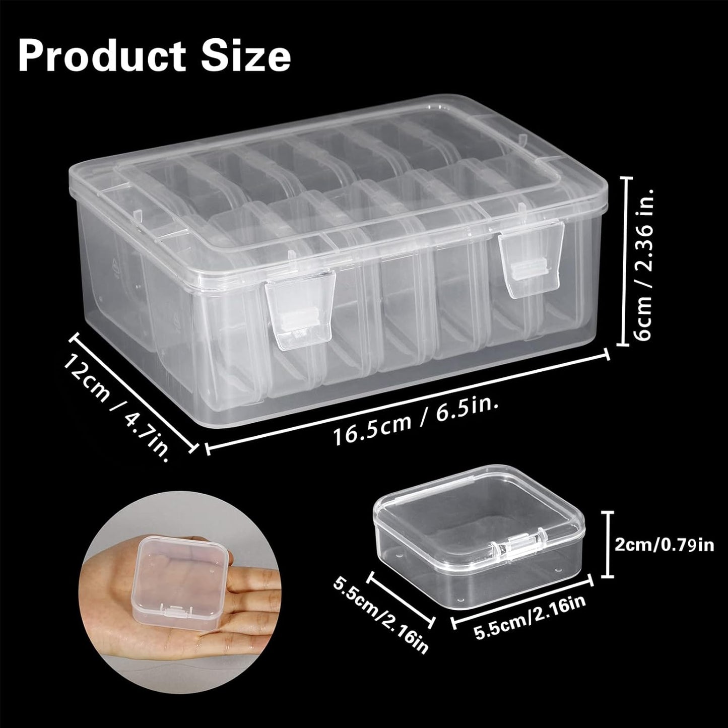 Mathtoxyz Small Bead Organizers, 45 Pieces Plastic Storage Cases Mini Clear Bead Storage Containers Transparent Boxes with Hinged Lid and Rectangle Clear Craft Supply Case