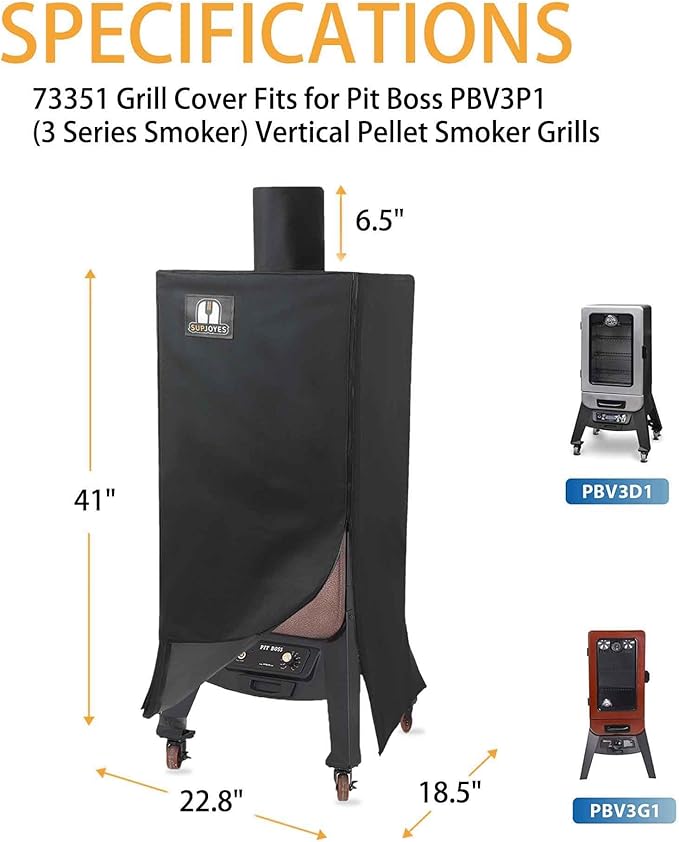 SUPJOYES 73351 Cover for Pit Boss Pellet Smoker Grill, Pitboss 3 Series Vertical Smoker Cover, Heavy Duty Waterproof BBQ Accessories