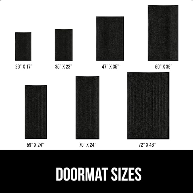 GORILLA GRIP Waterproof Traffic Guard Door Mat, Heavy Duty Entryway Mats, Strong Rubber Back Commercial Utility Rugs for Office Hallway, Garage Floor and Home, Low Profile Carpet Runner, 29x17, Black