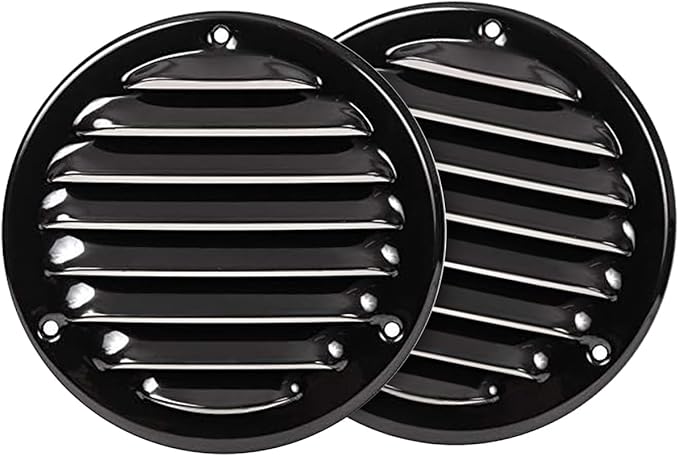 Repa Market 2-Pack 4 Inch (Opening Dimensions) Round Air Vent Cover/Black Galvanized Steel Louvered Grill Cover with Mesh Screen/Wall or Ceiling Vent/HVAC Register for DIY Home Improvement