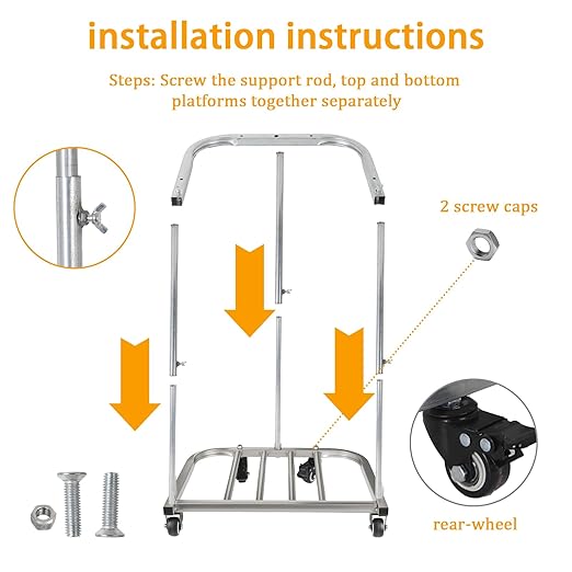 4-Wheel Trash Bag Holder, Outdoor Metal Leaf Bag Holder Stand, Garbage Bag Frame Holder, Mobile Trash Bag Holder, Adjustable Lift, Hand Welded Metal Stainless Steel Bag Support Column Frame