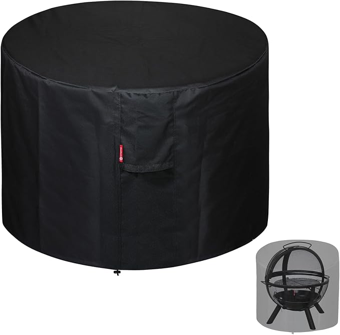 SheeChung Fire Pit Cover 36"x34" for Ikuby Fire Pit Sphere,Waterproof Heavy Duty 600D Round Fire Pit Cover for Outdoor Large Globe/Ball Firepit,Fits Propane Gas Fire Pit