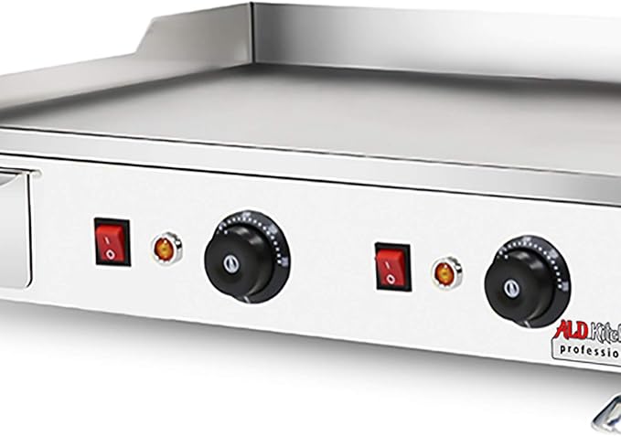 ALDKitchen Flat Top Griddle | Teppanyaki Grill with Dual Thermostat | No plug | 110V (24.25’ x 17.59’)