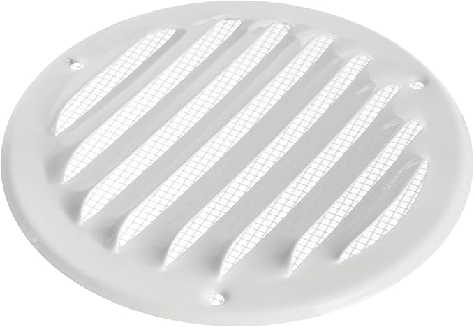 Repa Market 5-Pack 4 Inch (Opening Dimensions) Round Air Vent Cover/White Galvanized Steel Louvered Grill Cover with Mesh Screen/Wall or Ceiling Vent/HVAC Register for DIY Home Improvement