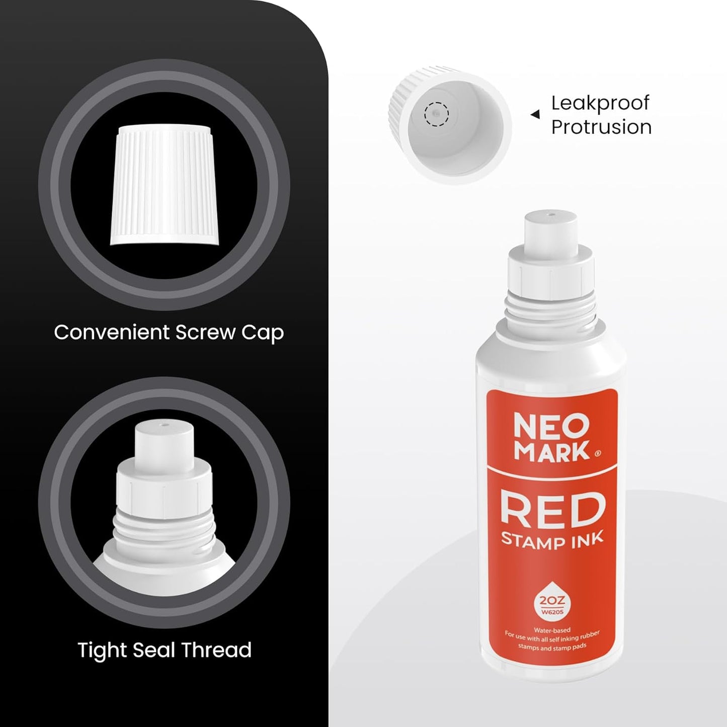 Premium Stamp Ink, Quick-Drying & AP-Certified Non-Toxic Refill Ink for Self-Inking Stamps, Date Stamps and Stamp Pads (Red, 2oz)