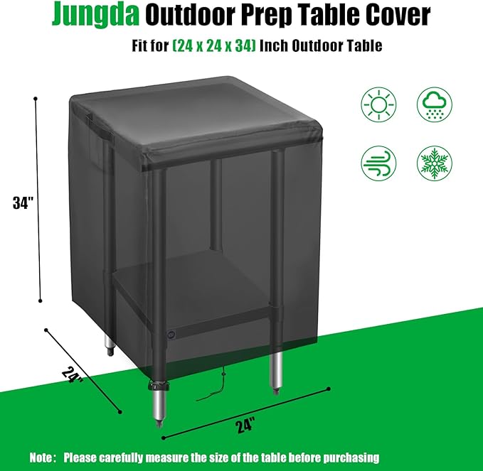 Outdoor Prep Table Cover,24 Inch Waterproof Stainless Steel Prep Cart Table Cover,Patio Kitchen Grill BBQ Food Prep Table Cover - 24 x 24 x 34 Inch