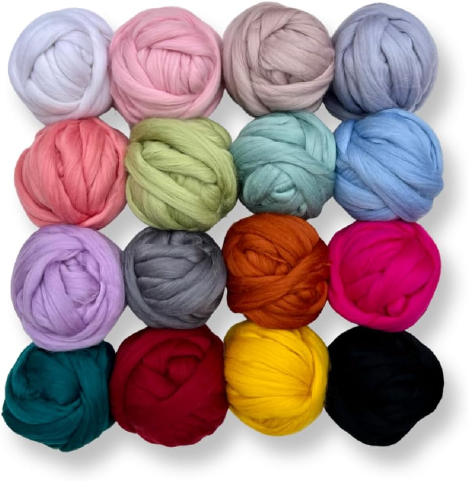 Revolution Fibers Dyed Corriedale Wool | 8.2 Ounces of Premium Combed Wool Top | 26 Micron, 100% Pure Corriedale Wool Roving, Ethically Sourced (Candy Floss Pink)