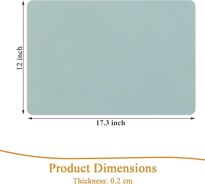 SHACOS Placemats Set of 6 Faux Leather Waterproof Leakproof Wipeable PU Non-Slip Vinyl Place Mats Heat Resistant Table Mats for Kitchen Dining Table Indoor Outdoor, Pale Green