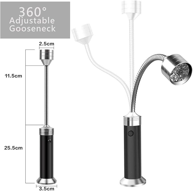FBve Barbecue Grill Light, 2 Pack Magnetic Base Ultra-Bright LED Grill Lights, 360 Degree Flexible Gooseneck, Weather Resistant (2 Counts)