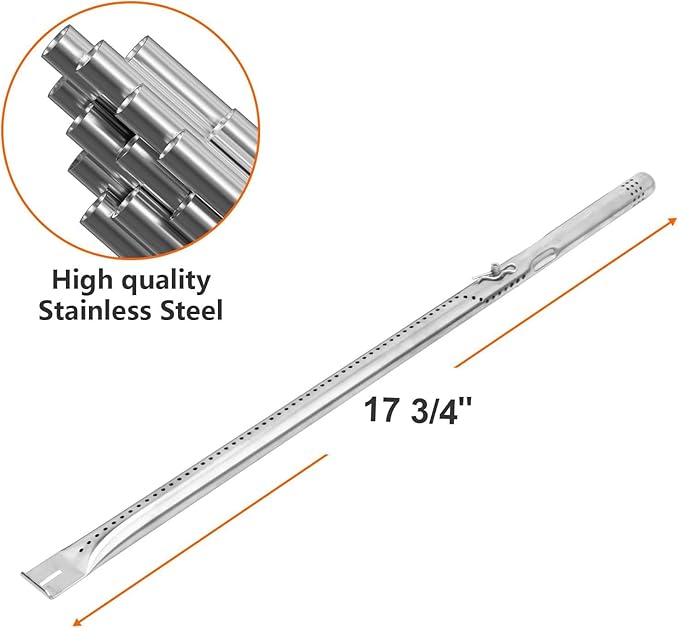 Cast Iron Grill Grates and Stainless Steel Grill Part Kit for Charbroil Performance 5 Burner Grills 463275717 463275517 463243518 463243519, Heat Plates, Burners, Adjustable Crossover Tube, Ignition