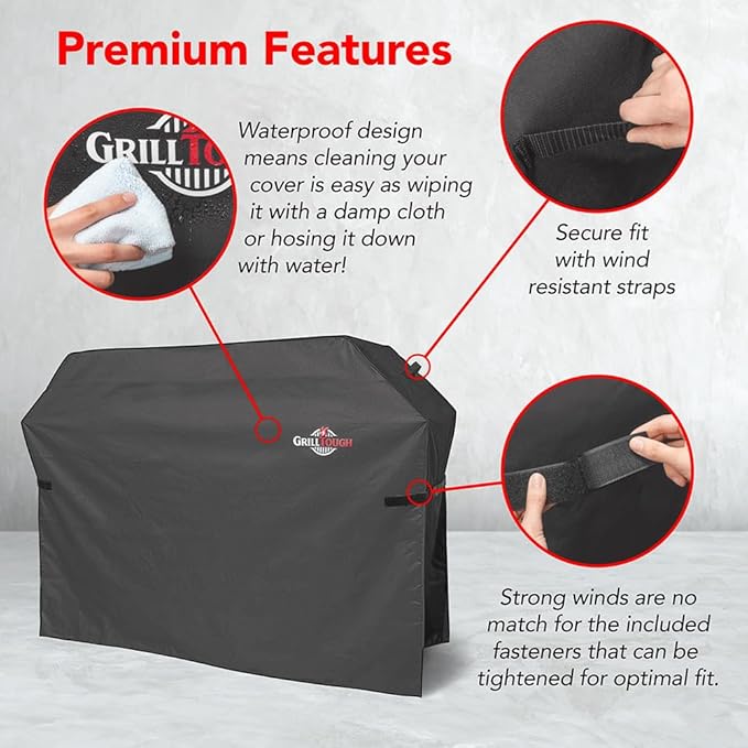 Heavy Duty BBQ Grill Cover for Outdoor Grill, 58 Inch – Waterproof, Weather Resistant, UV & Fade Resistant with Adjustable Straps – Gas Grill Cover for Weber, Charbroil, etc. Charcoal