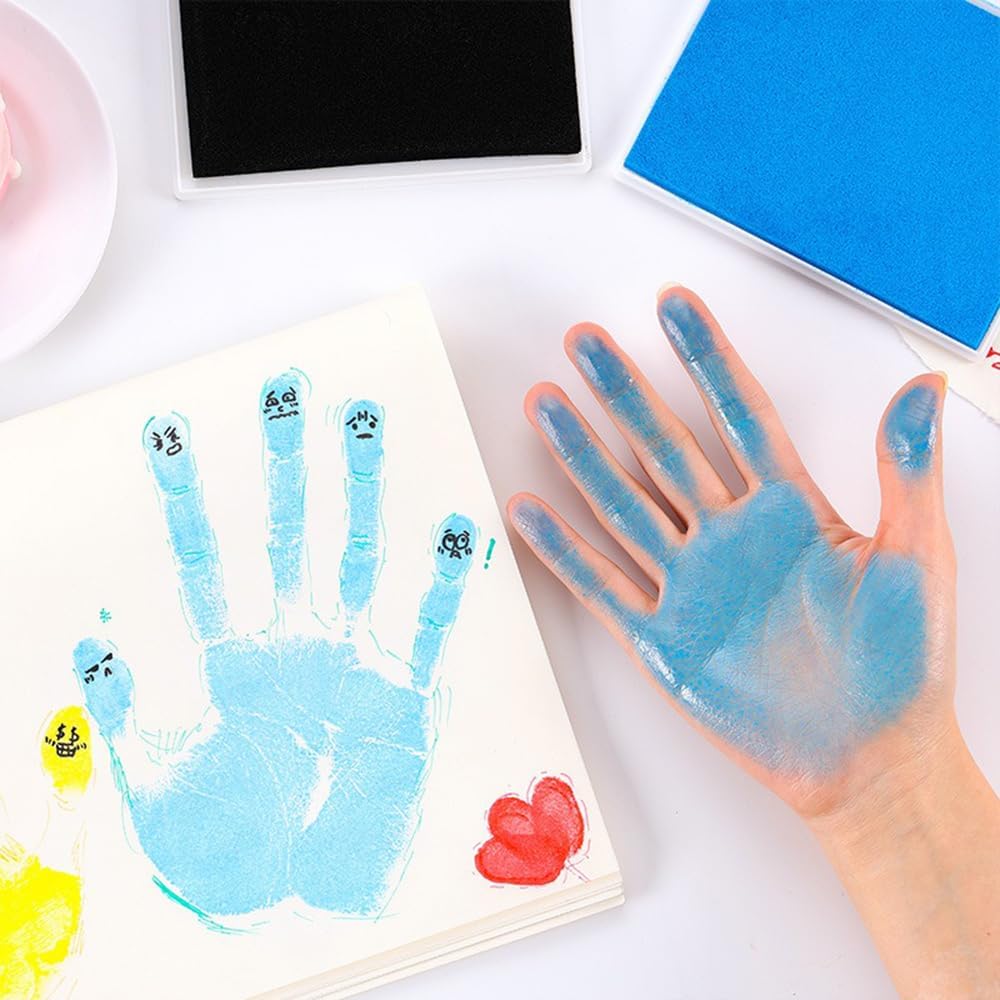 GTLZLZ Large Ink Pad for Rubber Stamps, 5" x 4" Washable Craft Stamp Pad for Kids, Fingerprint Ink Pad for Paper, Scrapbooking, Wood Fabric (Yellow)