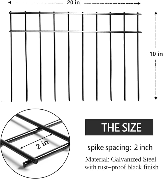 Adavin Animal Barrier Fence, 45 Pack 20 in(L) X10 in(H) No Dig Fencing for Dog Rabbits, Rustproof Metal Garden Border Fence, Ground Stakes Fences for Outdoor, Yard, Patio. Total 75 Ft, Black