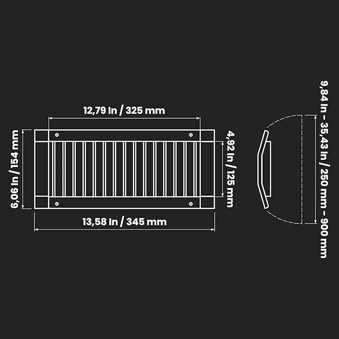 Repa Market 13" x 5" Inch Air Exhaust Grille for Round Ducts - Adjustable Louvre Blade - Galvanized Air Supply Vent Cover - Side Fit Round Surface Canal Ducting from 9.84" to 35.43" Inches