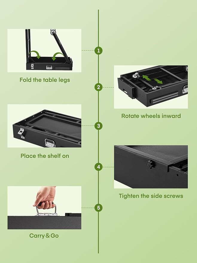 Grill Cart, Portable Outdoor Grill Table for Blackstone Griddle, Foldable Cart Table with Wheels, Griddle Stand with Paper Towel Holder, BBQ Prep Tables with Seasoning Tray
