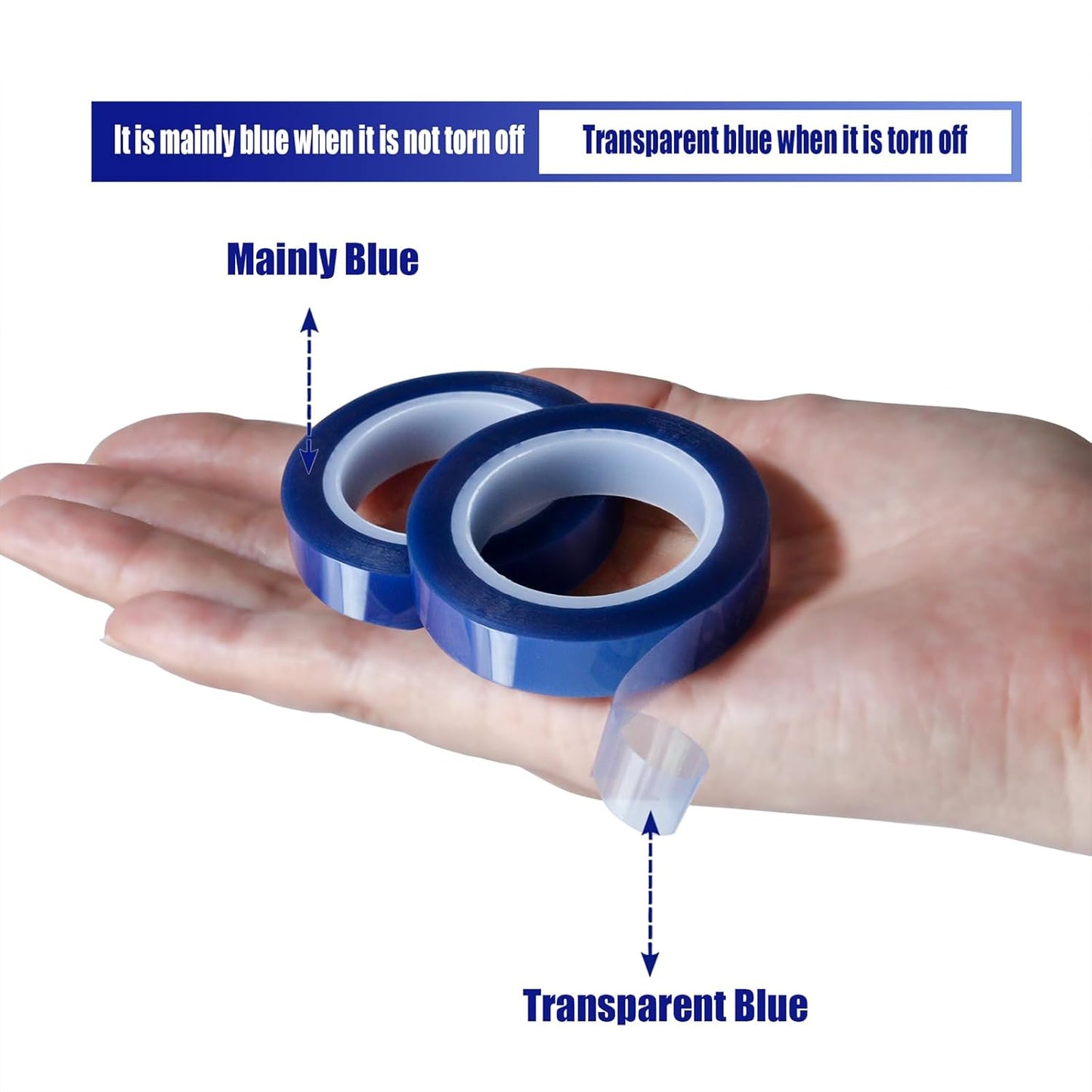 12 Rolls 10mm x16m(52FT) Blue Heat Tape High Temperature Heat Resistant Tape Heat Transfer Tape for Heat Sublimation Press Vinyl,No Residue