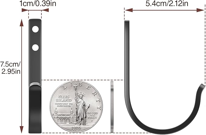 niffgaff 10-Pack Wall Outdoor Hooks for Hanging Coat - 30LB Screw in Metal Hanger Wall Mount, for Closet, Door, Bathrooms, Outside, for Towel, Backpack, Robe, Hat, Black