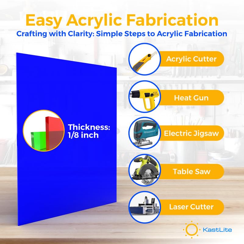 KastLite Colored Acrylic Sheets Nominal 12" x 24" - Plastic Sheet Easy to Cut, Saw, Shape, Laser Cut - Ideal for Arts & Crafts & DIY Projects- Durable, Lightweight, Scratch Resistant - Clear 2 Pack