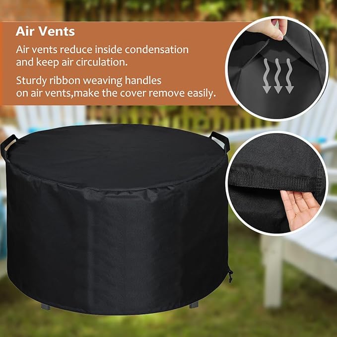 SheeChung Fire Pit Cover Round for Solo Stove Yukon 27"-29",Waterproof Smokeless Fire pit Cover,Outdoor Yukon Shelter 600D Polyester Cover,Fits for Gas/Table/Bowl Fire pits 29"D x 18"H