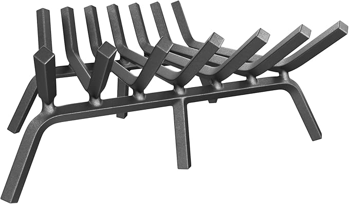 Mr IRONSTONE Fireplace Grate 21 inch Solid Steel Heavy Duty Fireplace Log Grates 3/4" Bar Grates Outdoor/Indoor Wrought Iron Burning Rack Holder