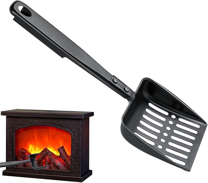 Hollow Out Fireplace Ash Sifter, Metal Black Coal Shovel Heat Resistant Fireplace Scoop Charcoal Shovels Fireplaces Tools