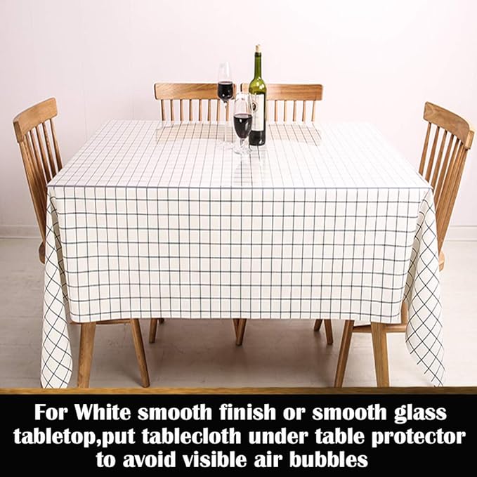 Plastic Tablecloths for Dining Room Table Wipeable Water Resistant Clear Acrylic Crystal End Table Screen Protector Wood Furniture Protective Desktop Pad PVC Vinyl Tabletop Cover Pad 46x72 Inches