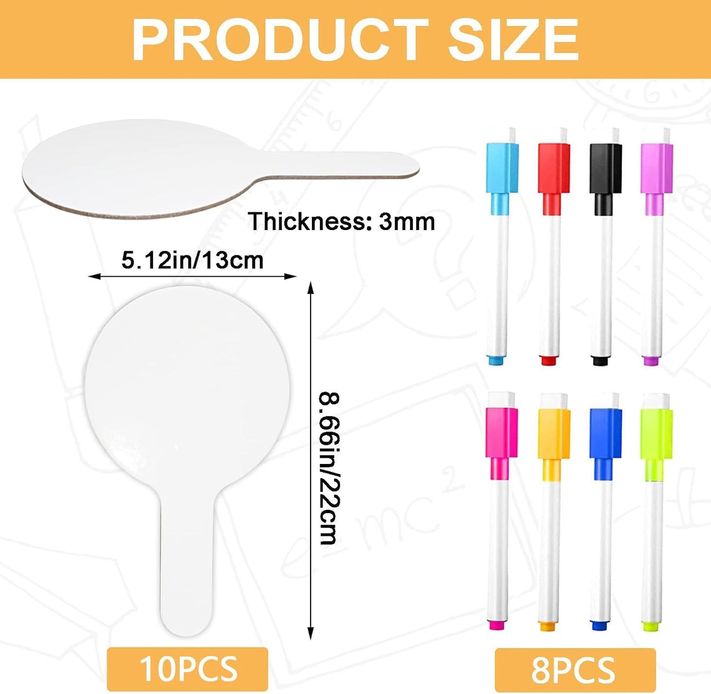 18Pcs Dry Erase Answer Paddles with Markers Thickened Handheld Double Sided Paddles Mini White Boards Small Dry Erase Signs Auction Paddles for Students Classroom Bidding Voting Games