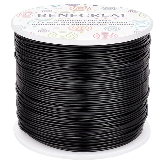 BENECREAT 18 Gauge Aluminum Wire 492FT Anodized Black Bendable Craft Wire for Beading Jewelry Craft Making, Plant Gardening, Sculpting Model Making