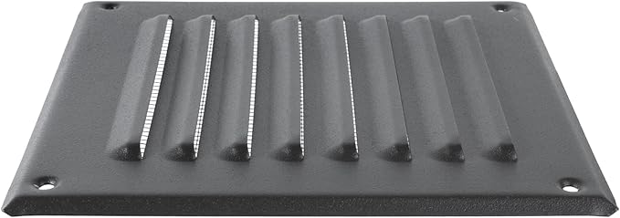 Square Ventilation Grille / 5" x 5" Inch Inside Measurement/Black Metal Air Vent Louver - Inside/Outside use / 6.5" x 6.5" Inch Outer Measurement