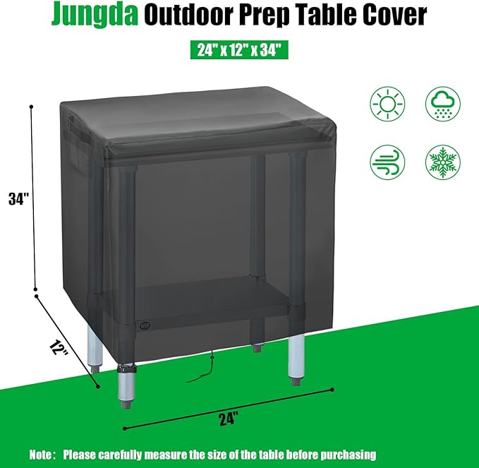 Outdoor Prep Table Cover,24 Inch Waterproof Stainless Steel Prep Cart Table Cover,Patio Kitchen Grill BBQ Food Prep Table Cover - 24 x 12 x 34 Inch