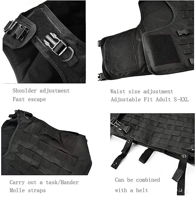BOMTURN Tactical Airsoft Vest Upgrade Adjustable Modular Paintball Vest Outdoor Fit Adult