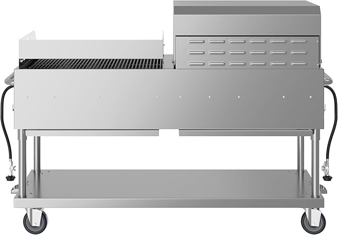 72 in. 10-Burner Commercial Outdoor Propane Gas Grill With 36 in. Roll Dome Cover and 36 in. Griddle in Stainless-Steel, ETL Listed (CGKIT7-D36G36)