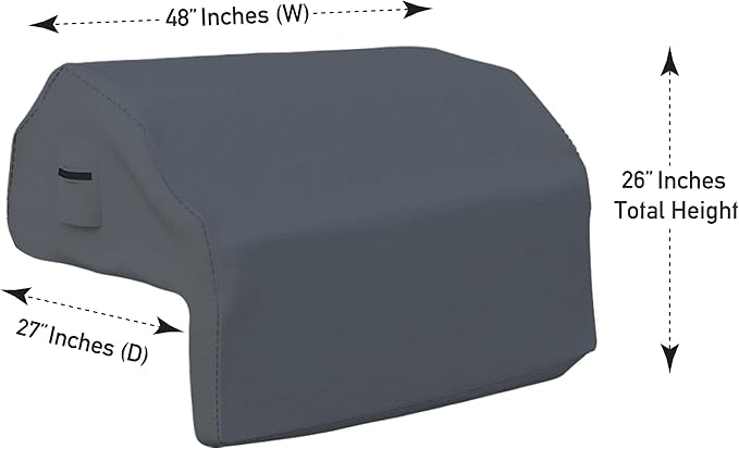 Covers & all Built-in Outdoor Grill Cover, Durable 12 Oz Waterproof Cover Max Material with Air Pocket & Elastic for Snug Fit (48" W x 27" D x 26" H Inches, Grey)