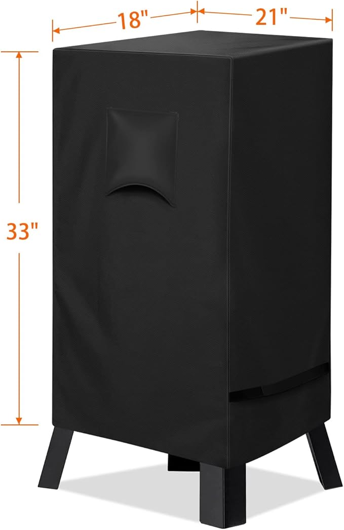 iCOVER 30 inch Smoker Cover for Masterbuilt - 21" L X 18" D X 33" H 600D Square Smokers Covers Water Proof Canvas Heavy Duty for 30-Inch Electric Vertical BBQ, Black, #G21611