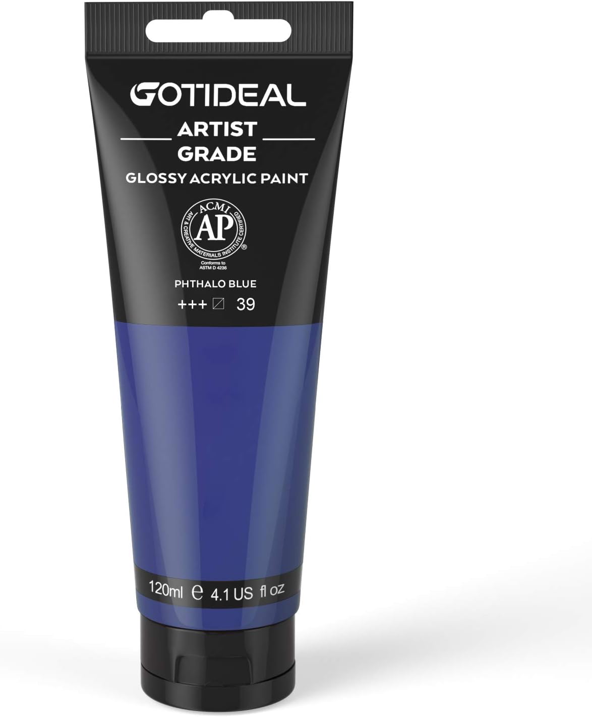 GOTIDEAL Acrylic Paint Phthalo Blue Tubes(120ml, 4.1 oz) Non Toxic Non Fading,Rich Pigments for Painters, Adults & Kids, Ideal for Canvas Wood Clay Fabric Ceramic Craft Supplies (Phthalo Blue)