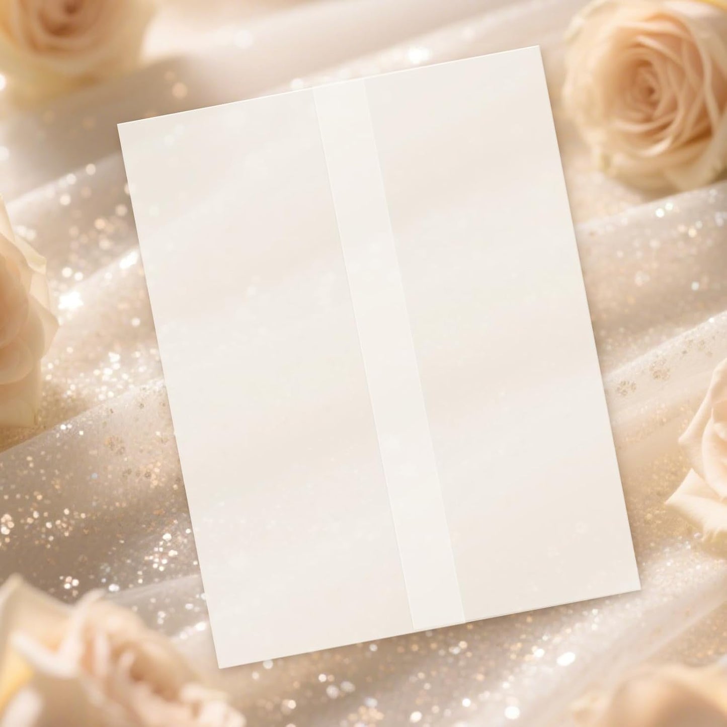 60 Pack Pre-Folded Vellum Jackets for 4.25x5.5 Invitations, Translucent Vellum Paper 4.25x5.5 Jackets, 100GSM Wedding Invitations Wraps, Envelope Liners for Birthdays, Baby Showers