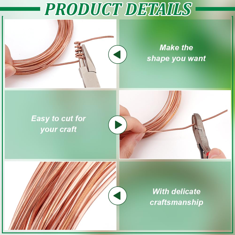 BENECREAT 32.81 Feet Solid Copper Wire, 14 Gauge Round Soft Pure Wire for Jewelry Making, Craft Gem Wrapping