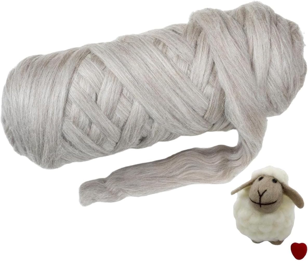 Natural Wool Bulk roving, 4 lb. Best Wool for Spinning, arm Knitting, Felting, Chunky Blankets yarn and Tapestry. Natural Colors, un-Dyed. (Sand, 4 lb)