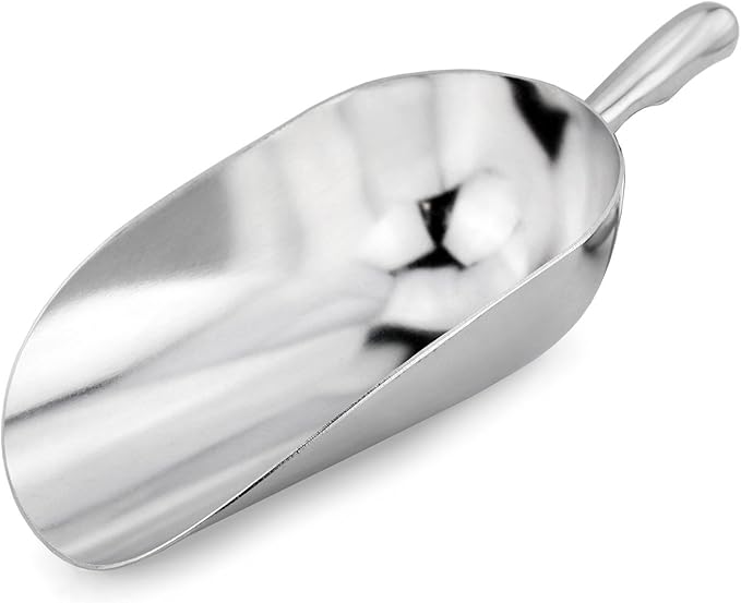 New Star Foodservice 538161 One-Piece Cast Aluminum Round Bottom Bar Ice Flour Utility Scoop, 38-Ounce, Silver (Hand Wash Only)