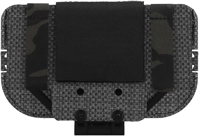 Let Me Be Airsoft Plate Carrier Molle Phone Carrier Outdoor Lightweight Navigation Board，Wide Angle Foldable Phone Holder Chest Rig Hovering Mount Tactical Vest Accessory (Black Camouflage)