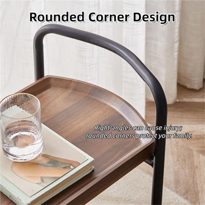 Rolling Cart with Table Top, Double Layer Bar Cart, Small Tea Cart with Wheels, Wooden Serving Carts for Hotels, Restaurants, and Homes