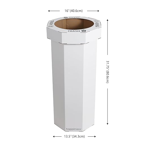 Eyely MPH1300E-SET2 Sal 25-Gallon Disposable Corrugated Cardboard Event Trash Can and Recycling Bin for BBQs, Beach, Parties & Events & Outdoor Activities, Cotton White (Set of 2)