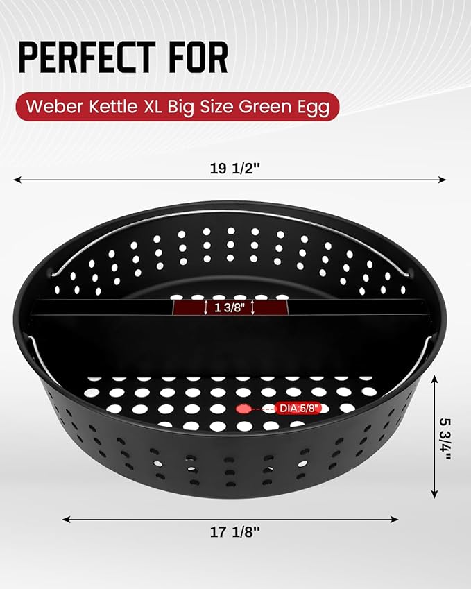 Fire Basket for Weber Kettle XL Big Size Green Egg Grill Airflow Charcoal Basket Crate with Handle Carbon Steel Fire Bowl Smoker Box for Weber XLarge Big Size Green Egg Ash Bucket Holder Accessories