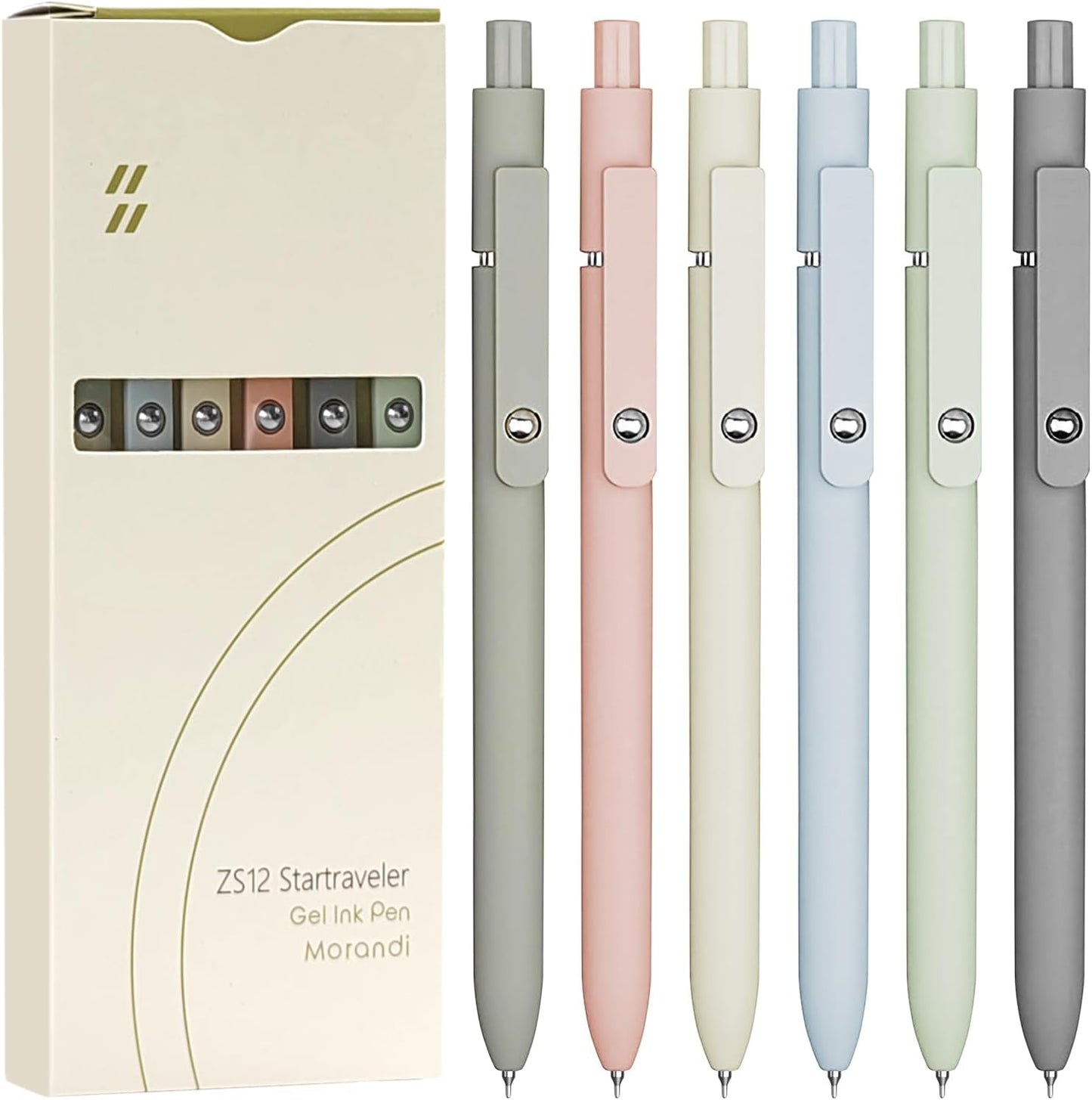 6 Pcs Gel Pens 0.5mm Quick Dry Black Ink Pens Fine Point Smooth Writing Pens, Cute Office and School Supplies Gifts for Women Teacher Students (6 Pcs Morandi Silver)