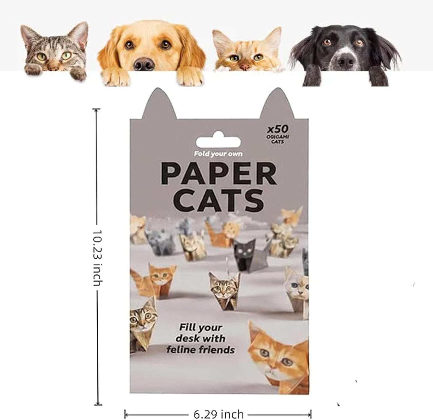 DIY Paper Cats - 50 Sheets DIY Origami Paper to Fold Cute Cat Figures, Fun Craft Activity for Adults & Kids, Desk Decoration & Gift for Cat Lovers