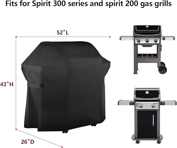 52 Inch 3 Burner Grill Cover, Fits for Weber Spirit 300, Weber Genesis Sliver, Char Broil, Nexgrill, Brinkmann, Blue Rhino, Dyna Glo Grills. All Weather Barbecue Cover.