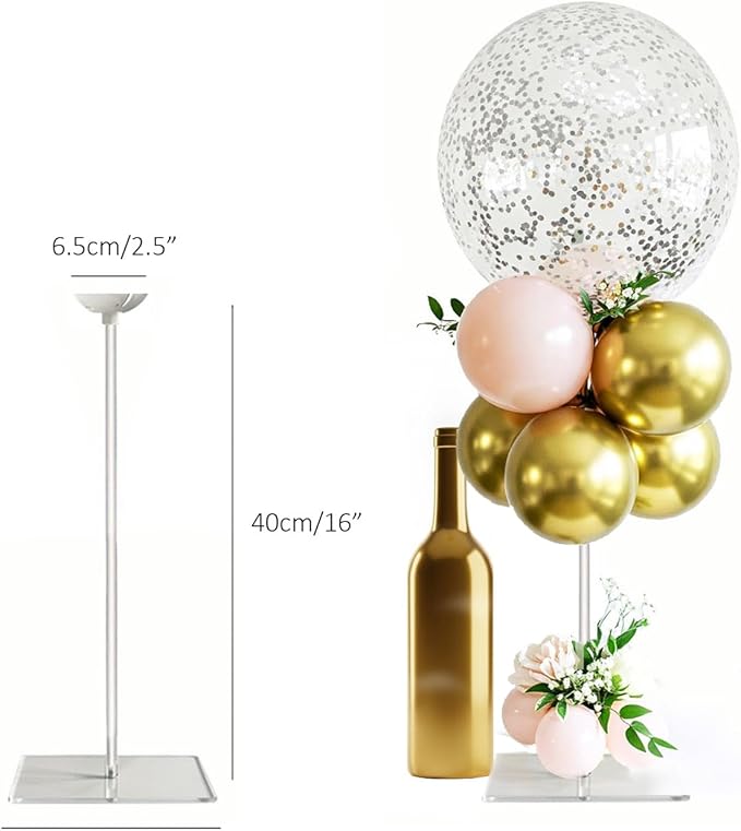 lightsfever Reusable Acrylic Balloon Stand Kit – Heavy Duty Tabletop Display with Sticks and Base, Ballon Stands for Centerpieces, Centerpiece Table Decorations for Parties (6 Pack 16 inch)