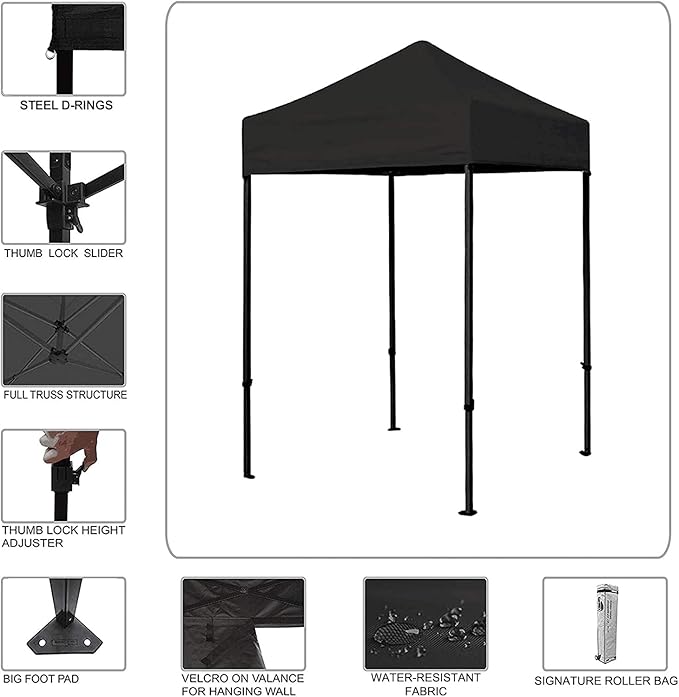 Eurmax USA 5'x5' Pop Up Canopy Tent Commercial Instant Canopies with Heavy Duty Roller Bag,Bonus 4 Sand Weights Bags (Forest Green)