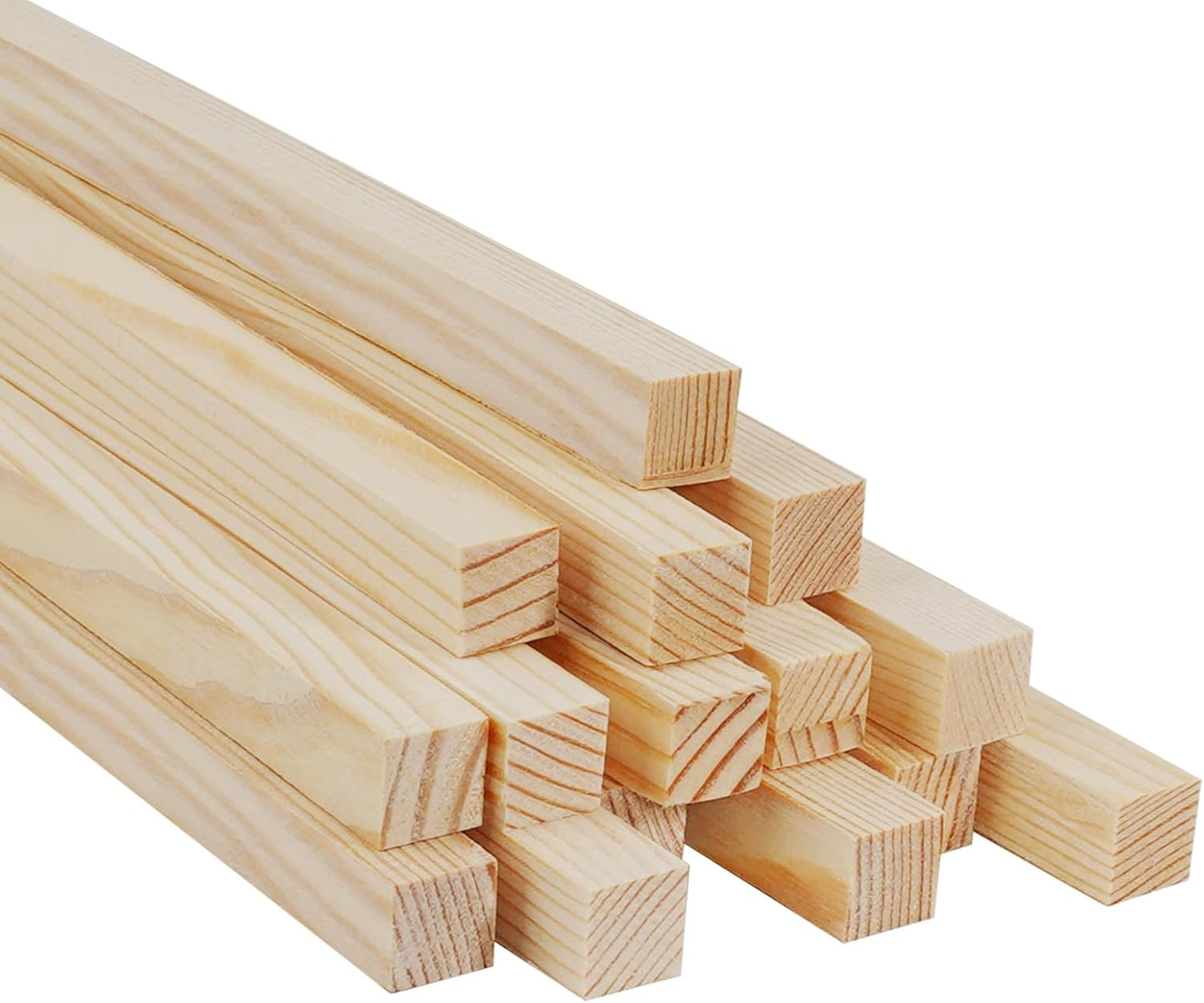 1/2" x 12" Square Wood Dowels Wooden Dowel Rods for Crafting, 15 PCS Square Wood Sticks for Crafts, Unfinished Pine Hardwood Sticks for Woodworking Models Making Dollhouses Miniatures