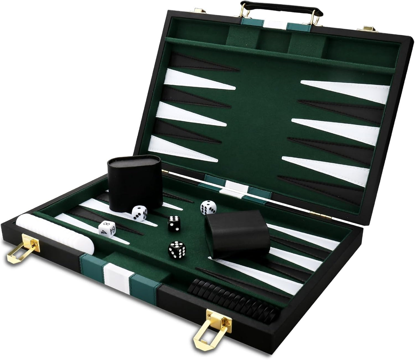 Backgammon Set - Classic Board Game with Premium Leather Case - Portable Travel Strategy Backgammon Game Set for Adults, Kids (11inch, Black)
